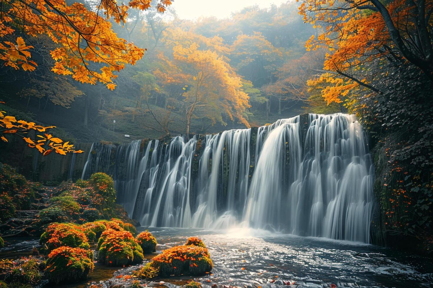 A waterfall in the fall photo