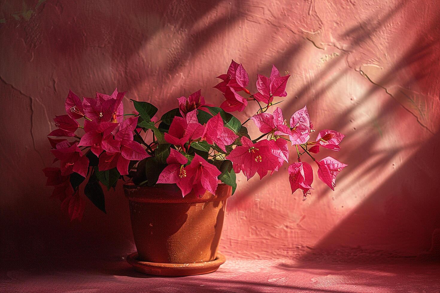 A flower pot with pink flowers background photo