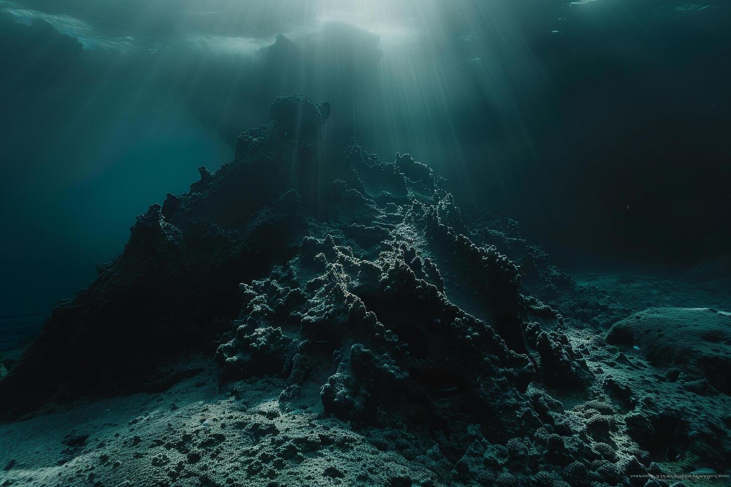 Sunlight Shining Through the Water on a Rocky Reef Background photo