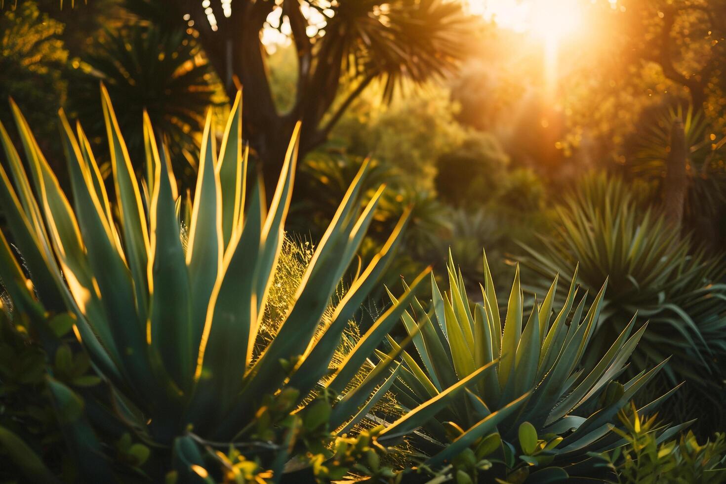 A Sunset Over a Lush Green Landscape Background photo