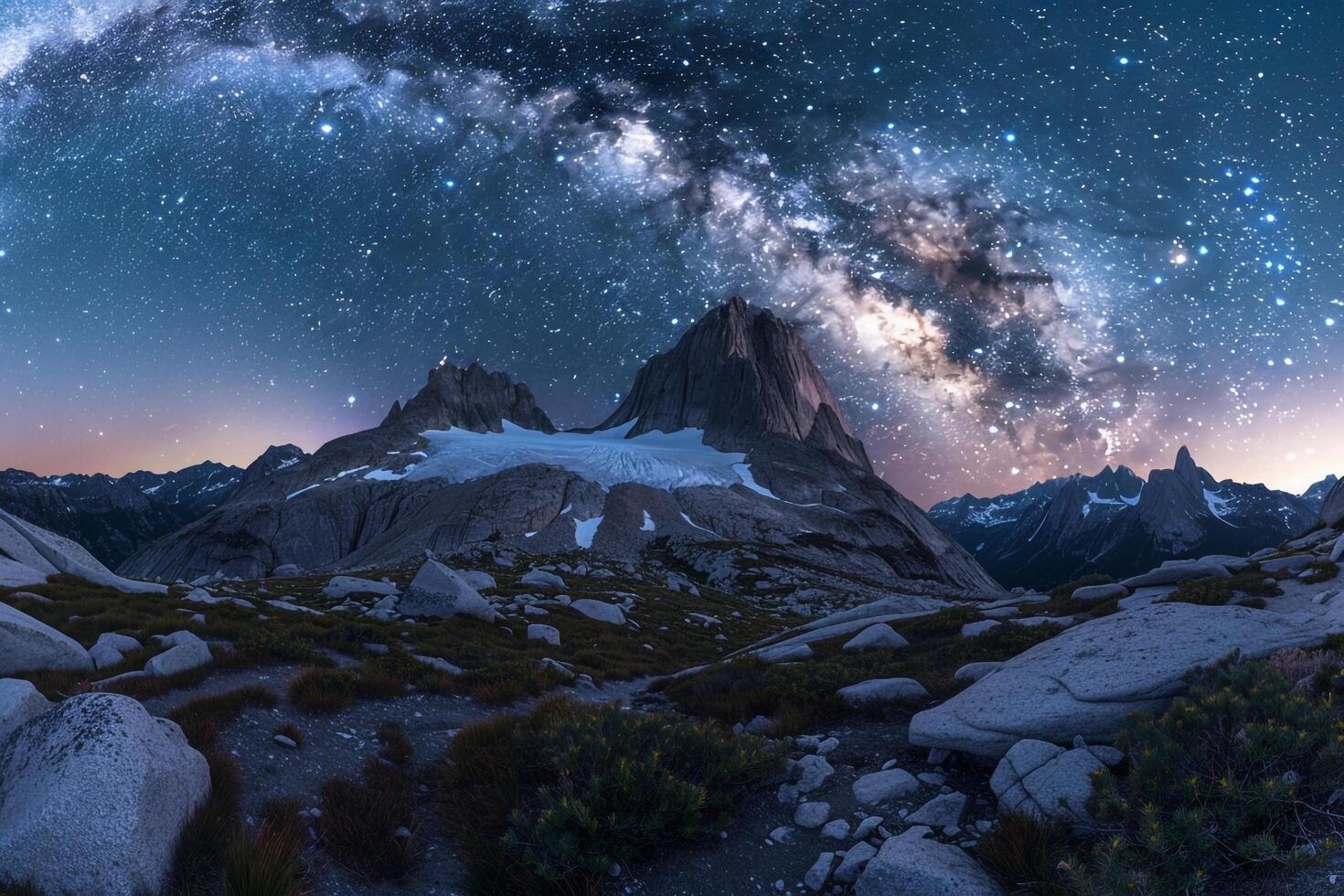 the milky way over the mountains background photo