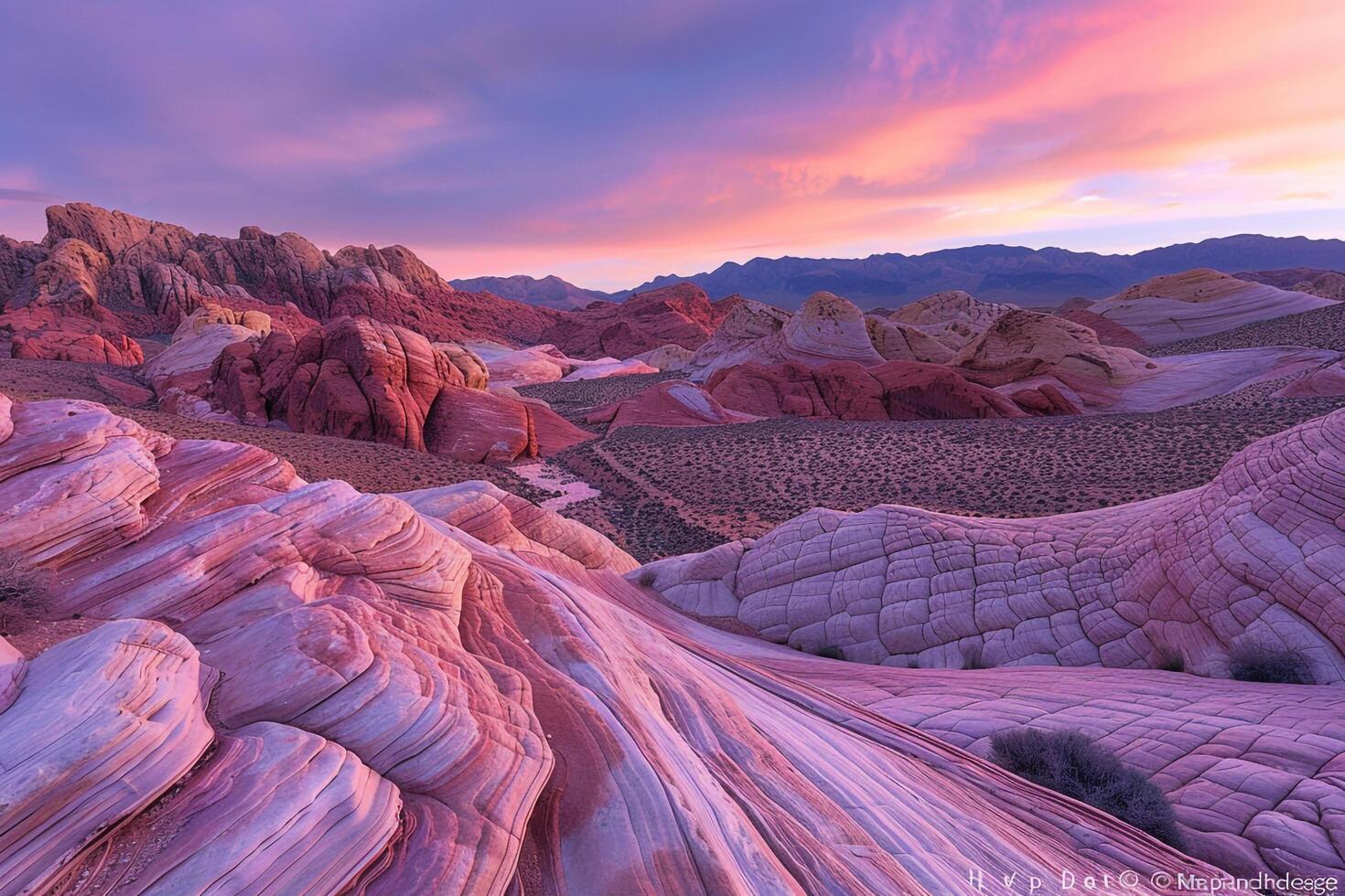 the sunset over the Valley of Fire background photo