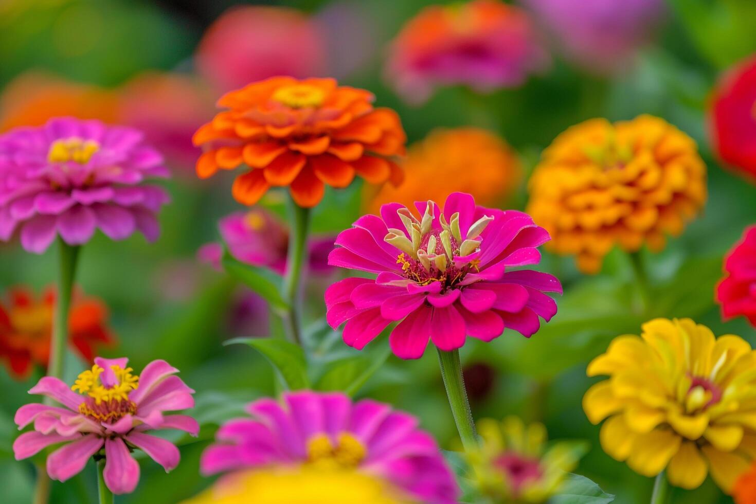 Colorful Flowers Shown in a Field with a Beautiful Background photo