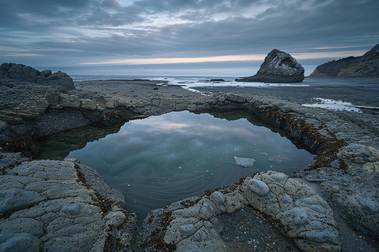 A Large Pool of Water with a Scenic Background photo