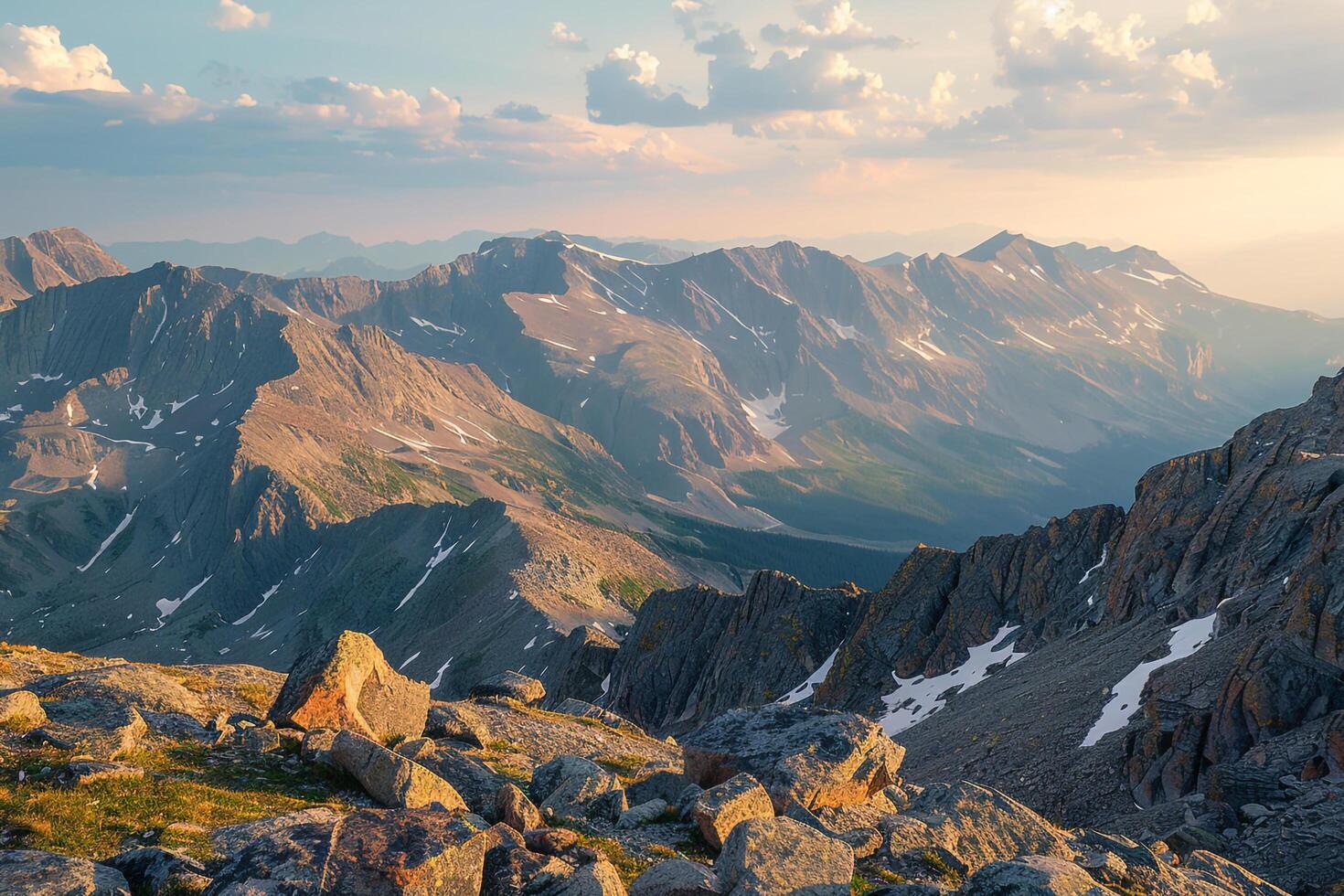 A Mountain Range with a Scenic Background photo
