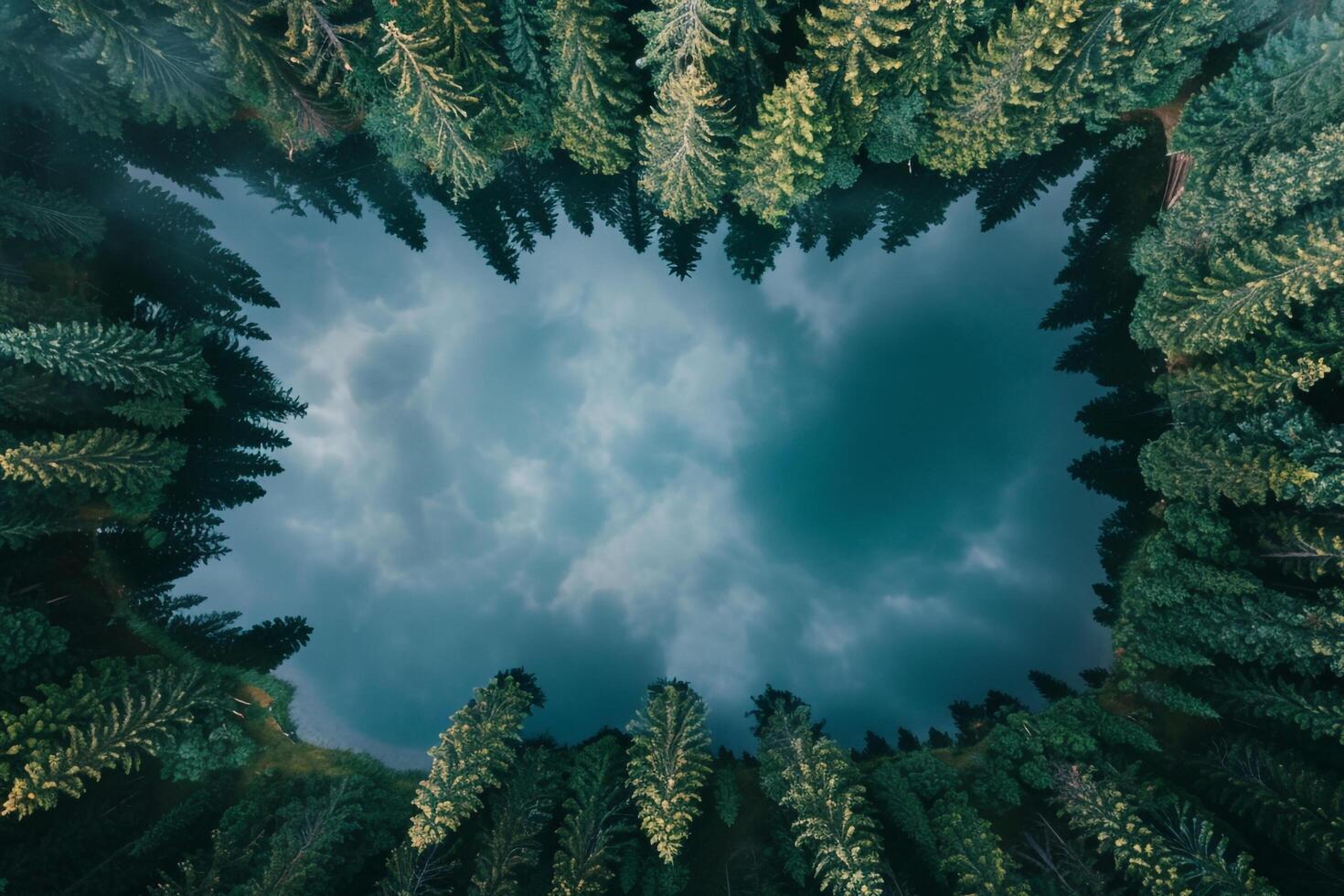 a view of the sky from above a forest background photo
