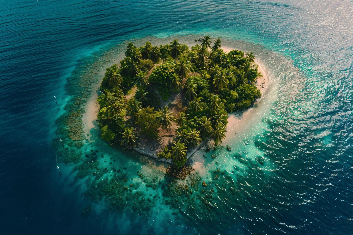 an aerial view of an island in the middle of the ocean background photo