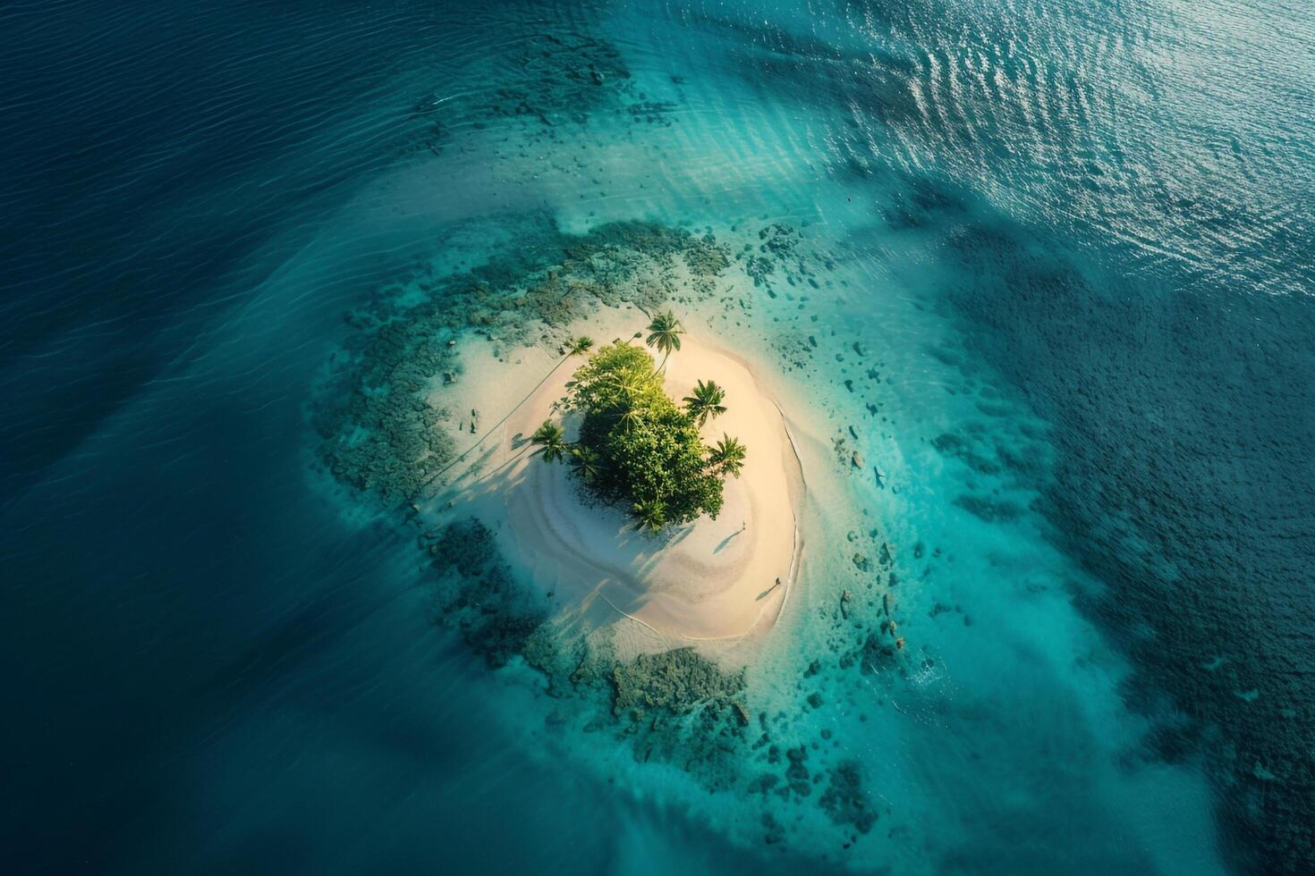 aerial view of tropical island in the ocean background photo