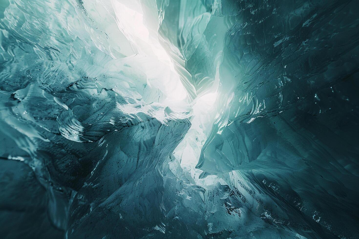 a large ice cave with a light coming from the top background photo