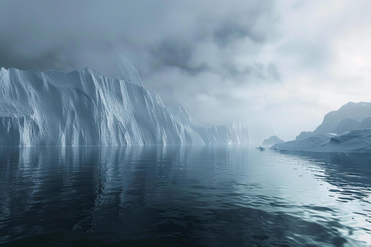 icebergs in the ocean, 3D rendering background photo