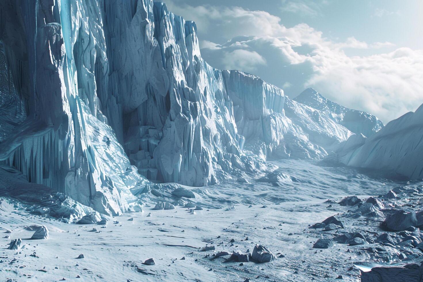 a large ice wall with snow and ice background photo