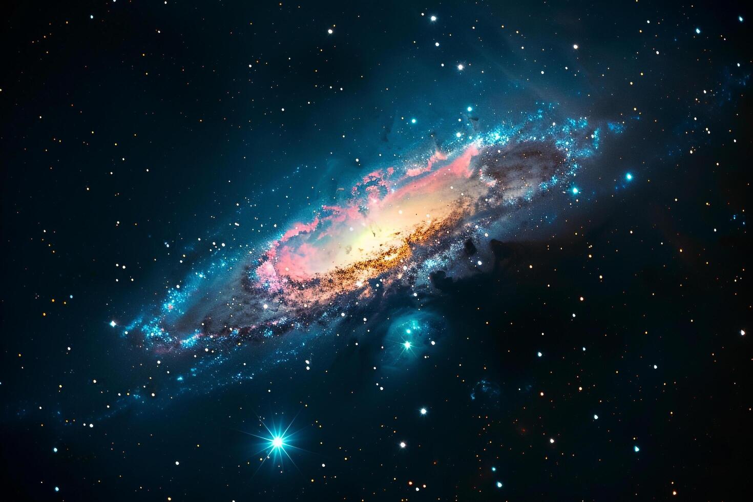 the Andromeda galaxy is seen in this image background photo