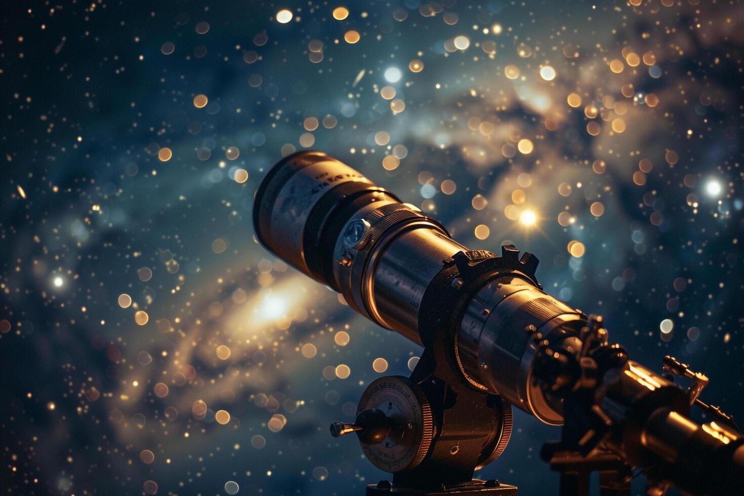 a telescope is seen in the night sky background photo