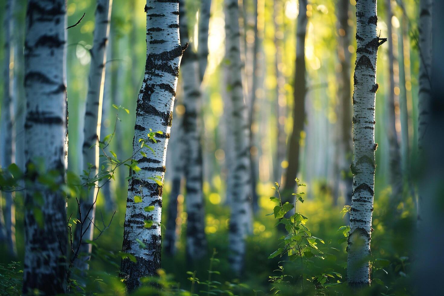 birch trees in the sunlight background photo