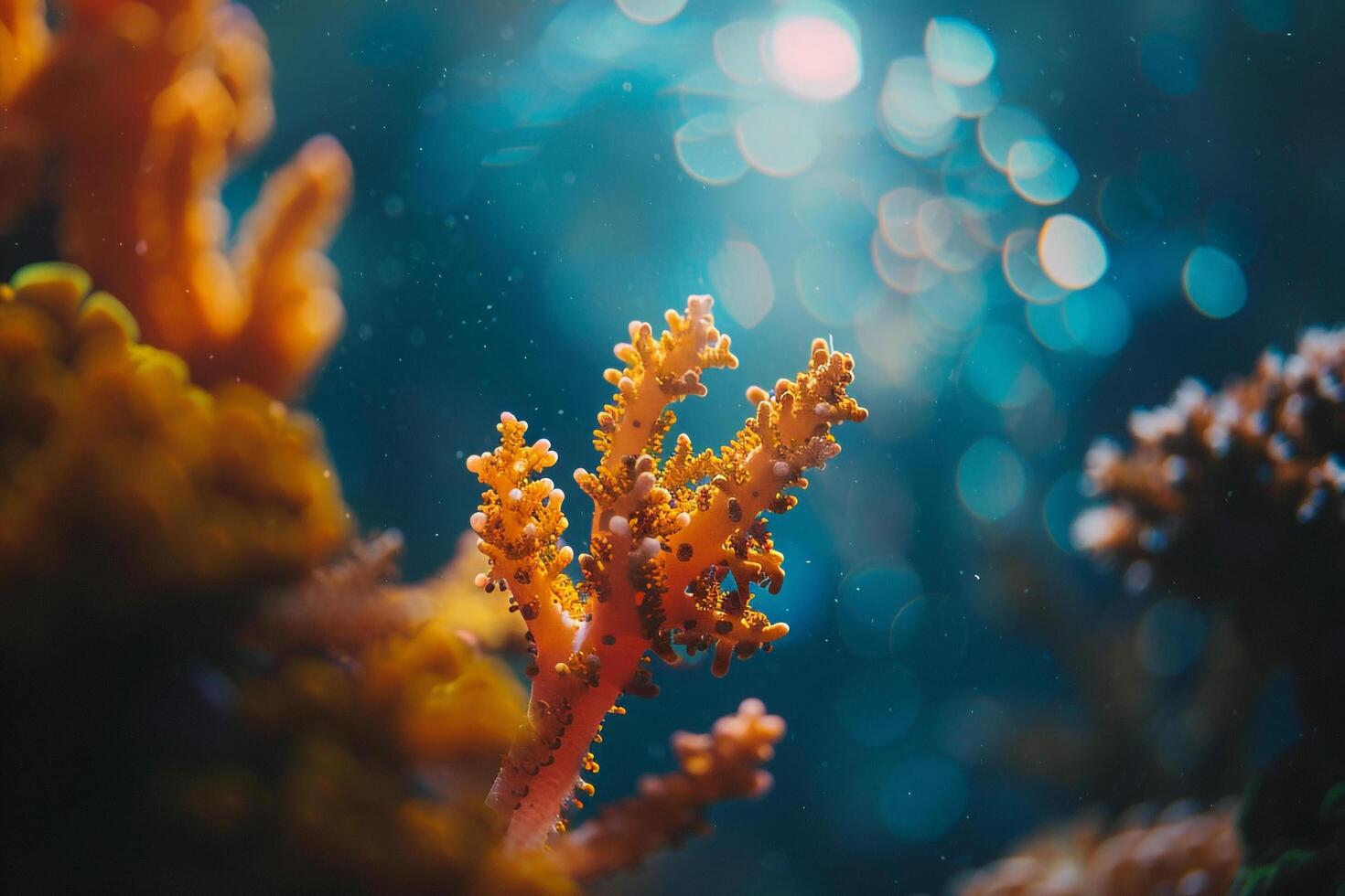 Coral Reef with Bright Light Shining on It Background photo