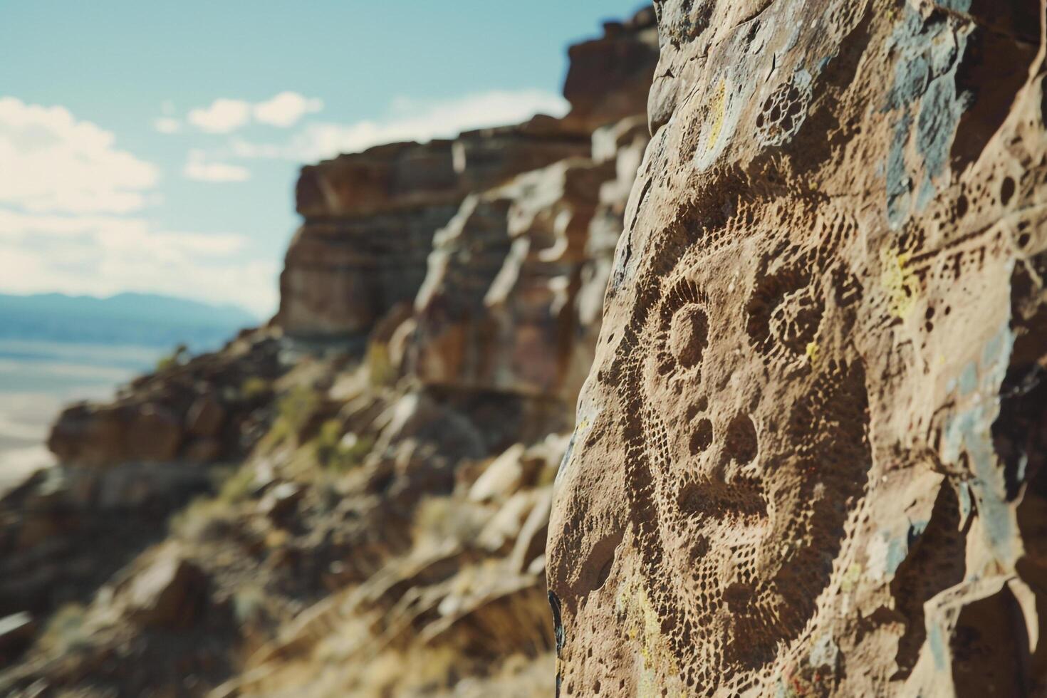 a rock with a face carved into it background photo