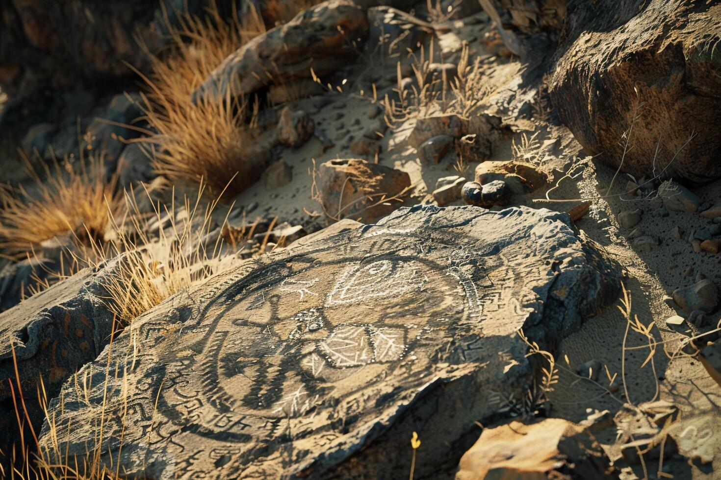 a rock with a symbol on it background photo