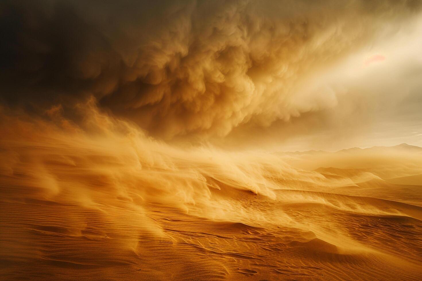 a sandstorm is blowing over a desert area background photo