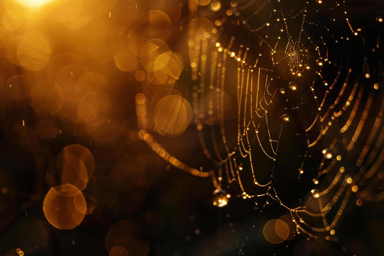 a spider web with water droplets on it background photo