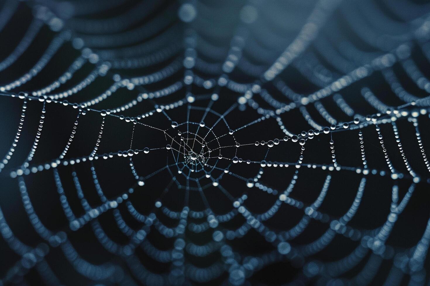 a spider web with water droplets on it background photo