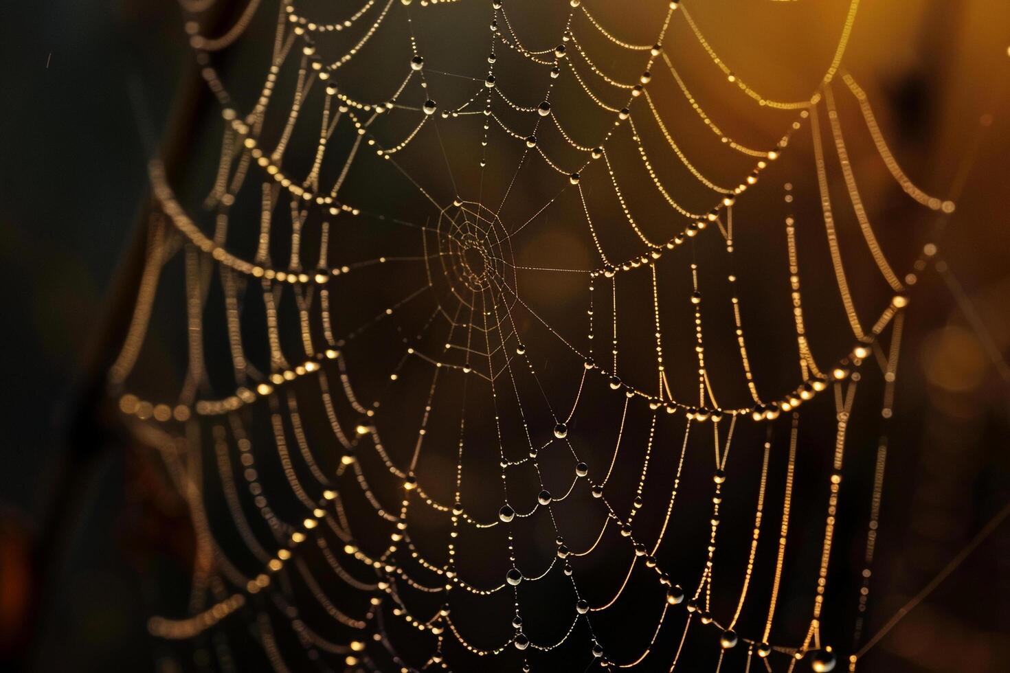 a spider web with dew on it background photo