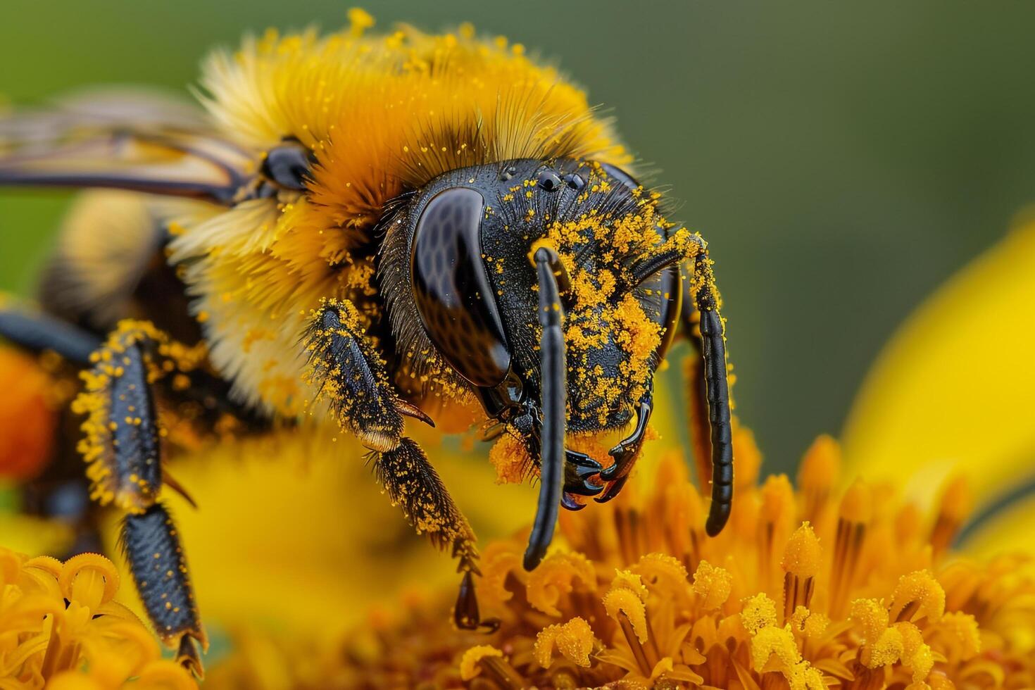 a bee with yellow and black spots on it background photo