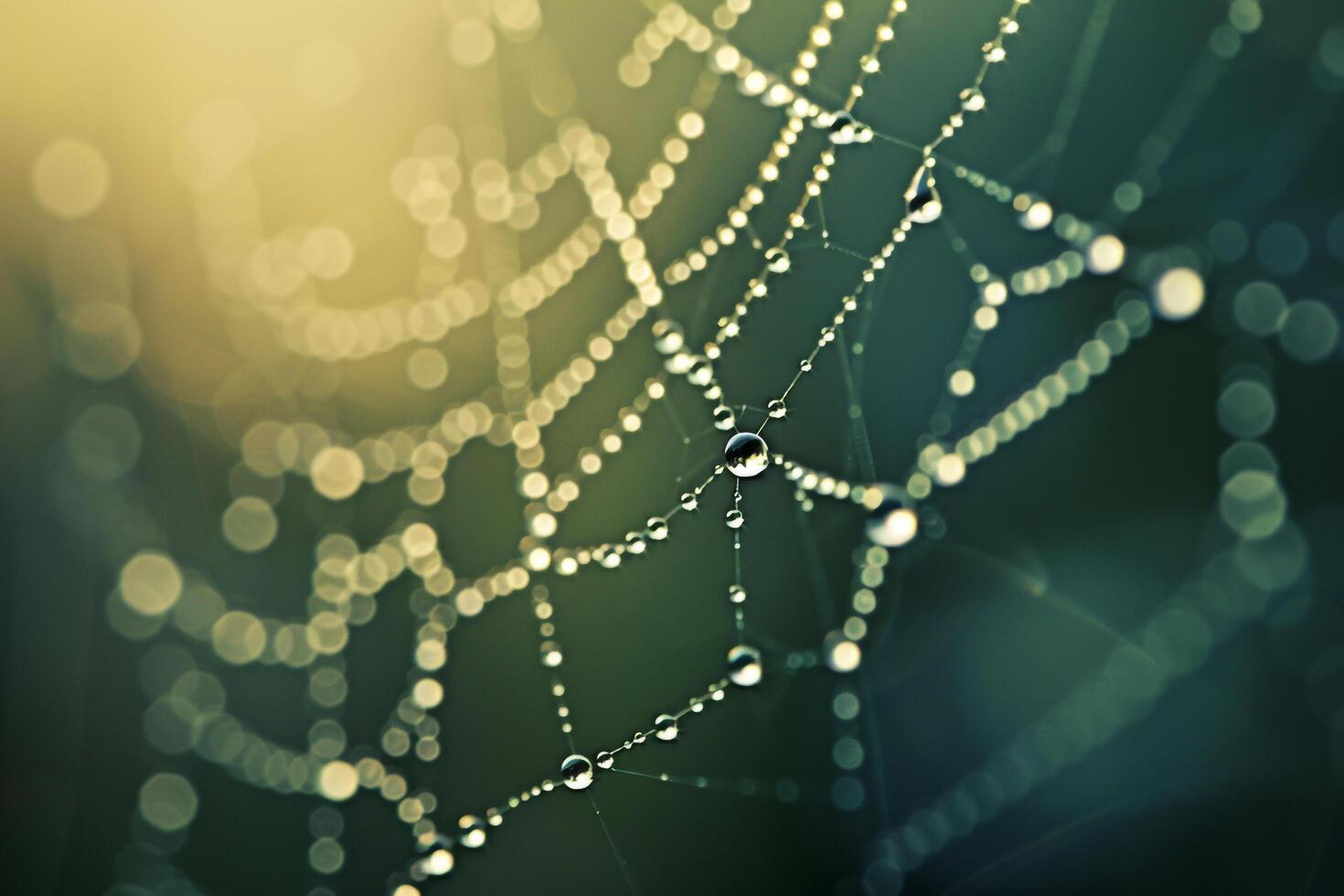 spider web with dew drops background photo