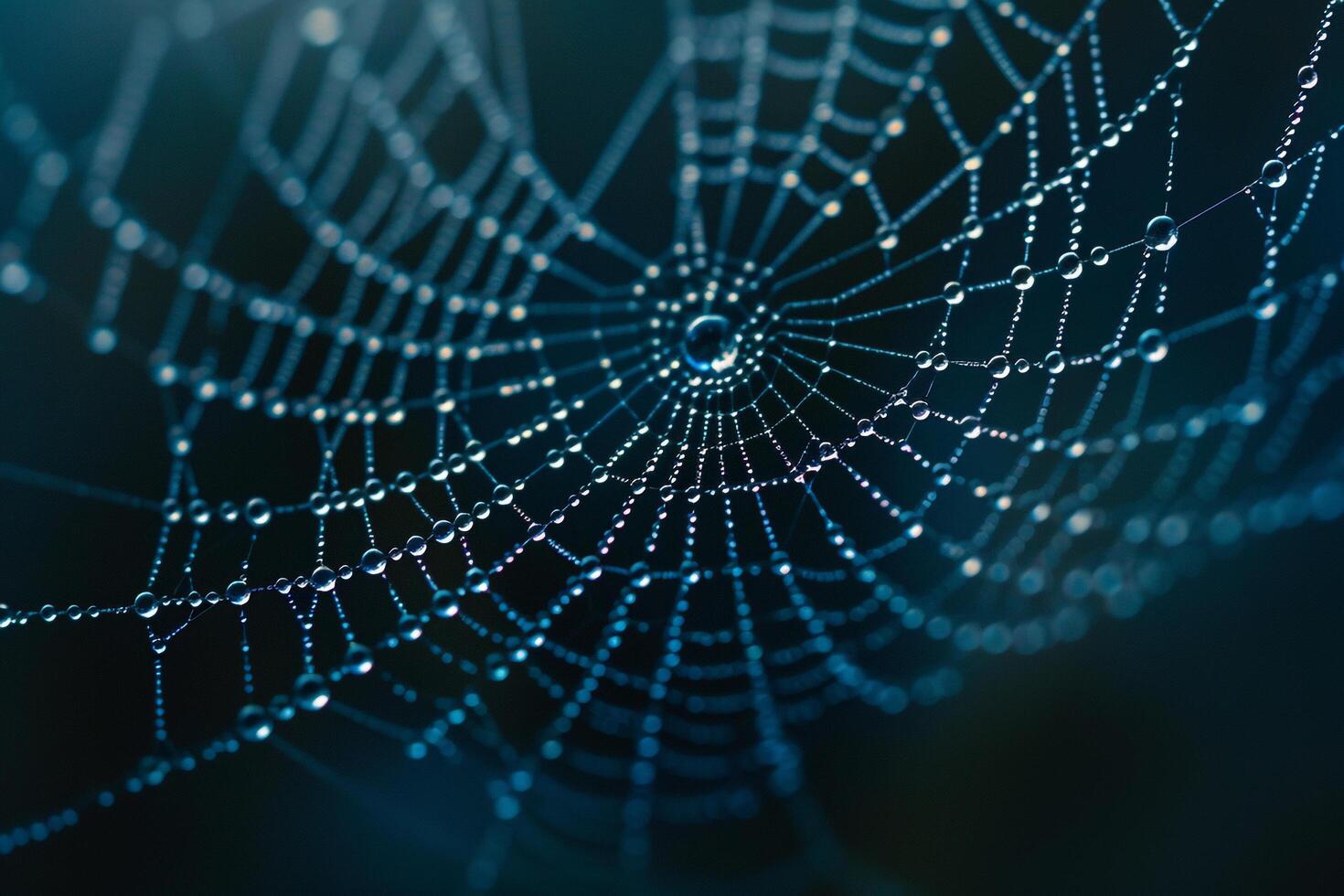 a spider web with water droplets on it background photo