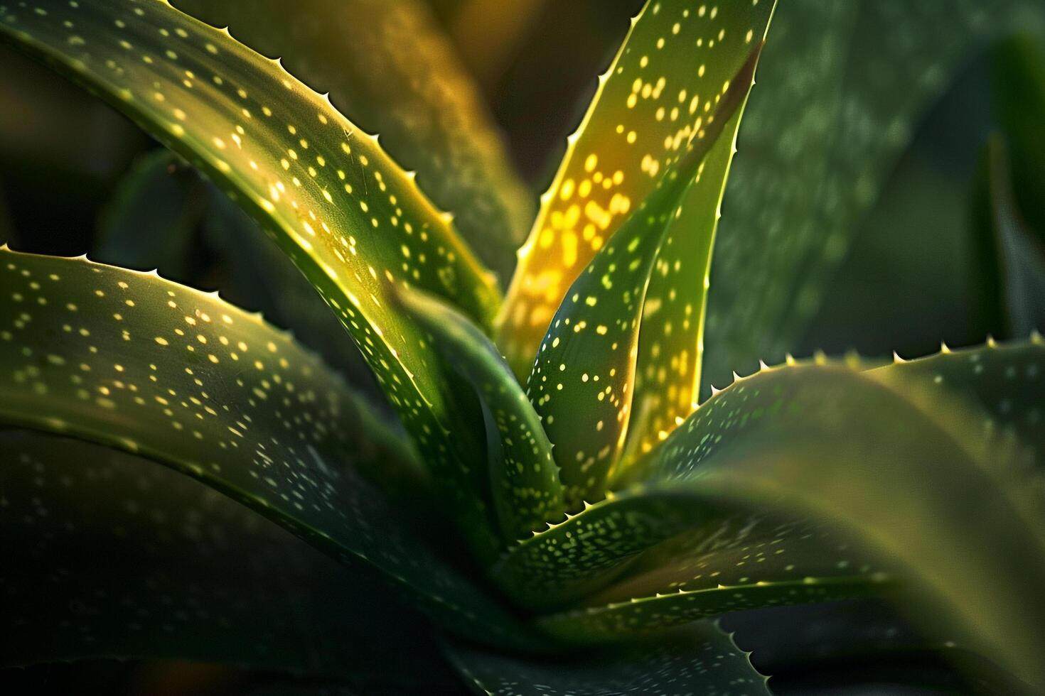 nature of aloe vera plant with yellow dots background photo