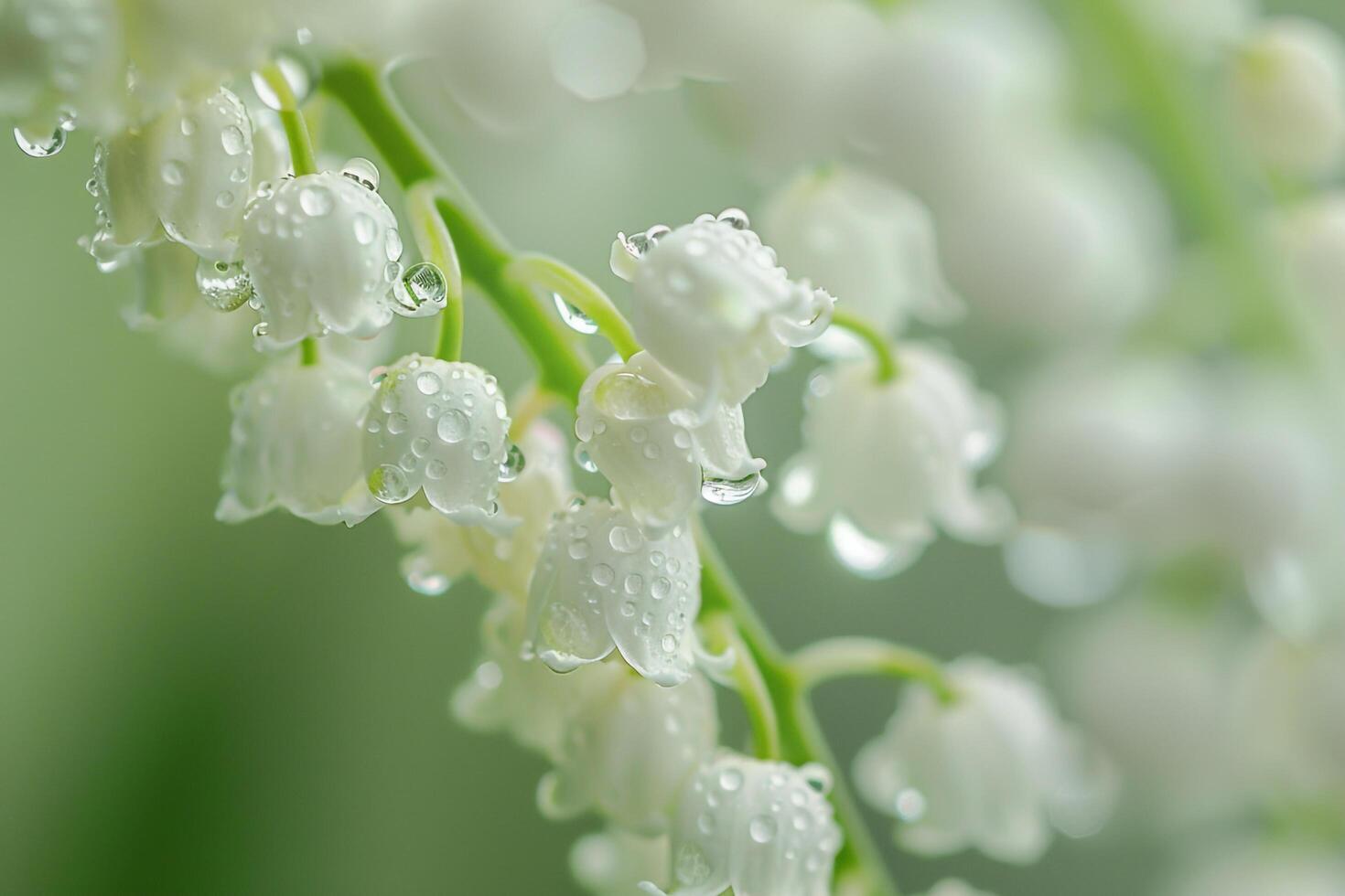 Nature  of lily of the valley flowers with water droplets and nature background photo
