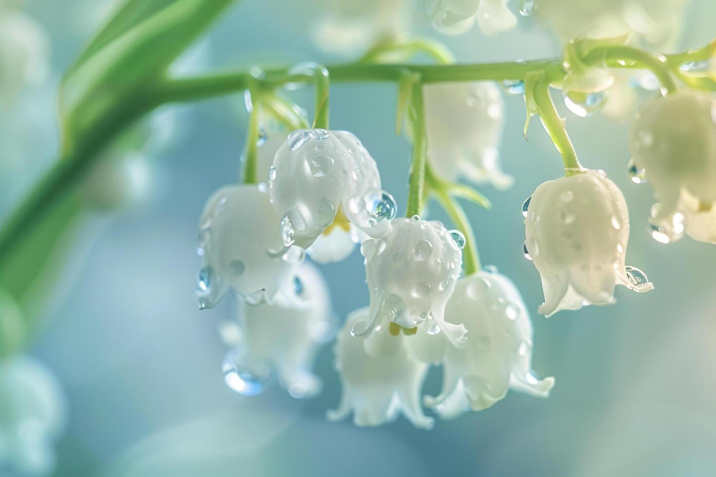 Nature  of lily of the valley flowers with nature background photo