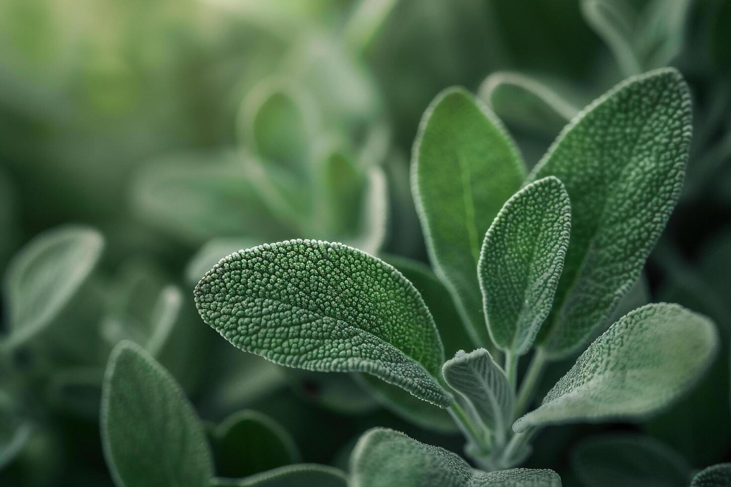 Green Sage Leaves with Blurred Background photo