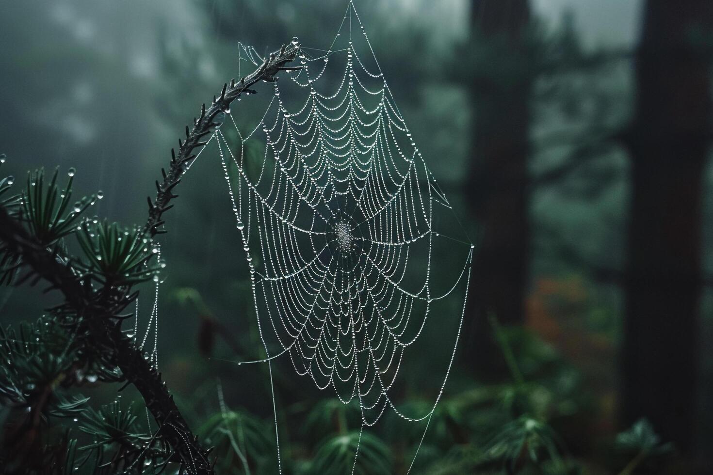 Spider web in the forest, background photo