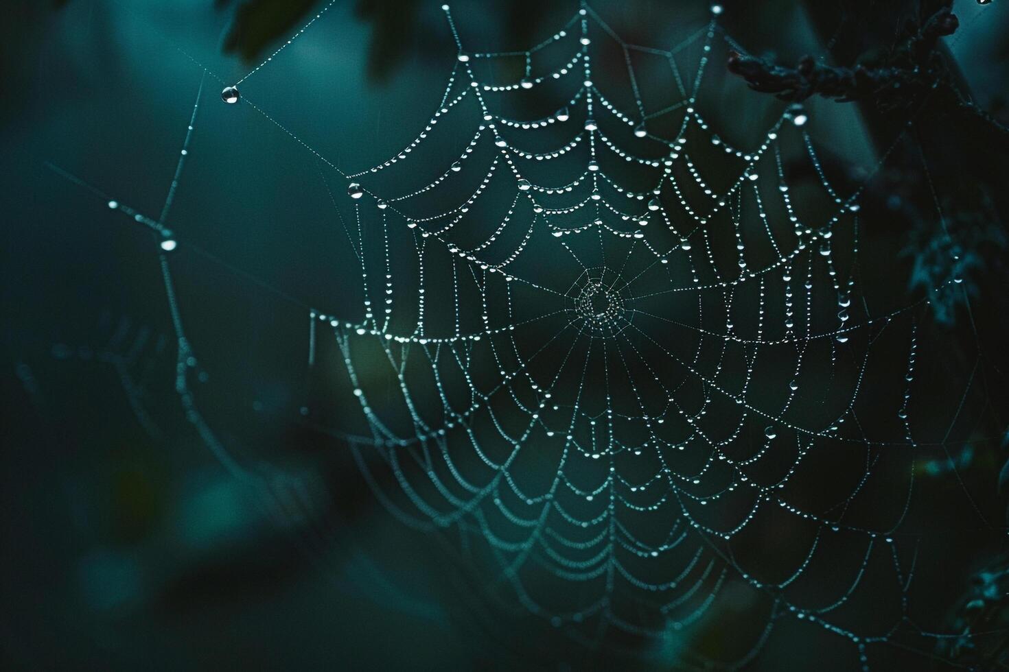 Spider web with dew drops on it, background photo