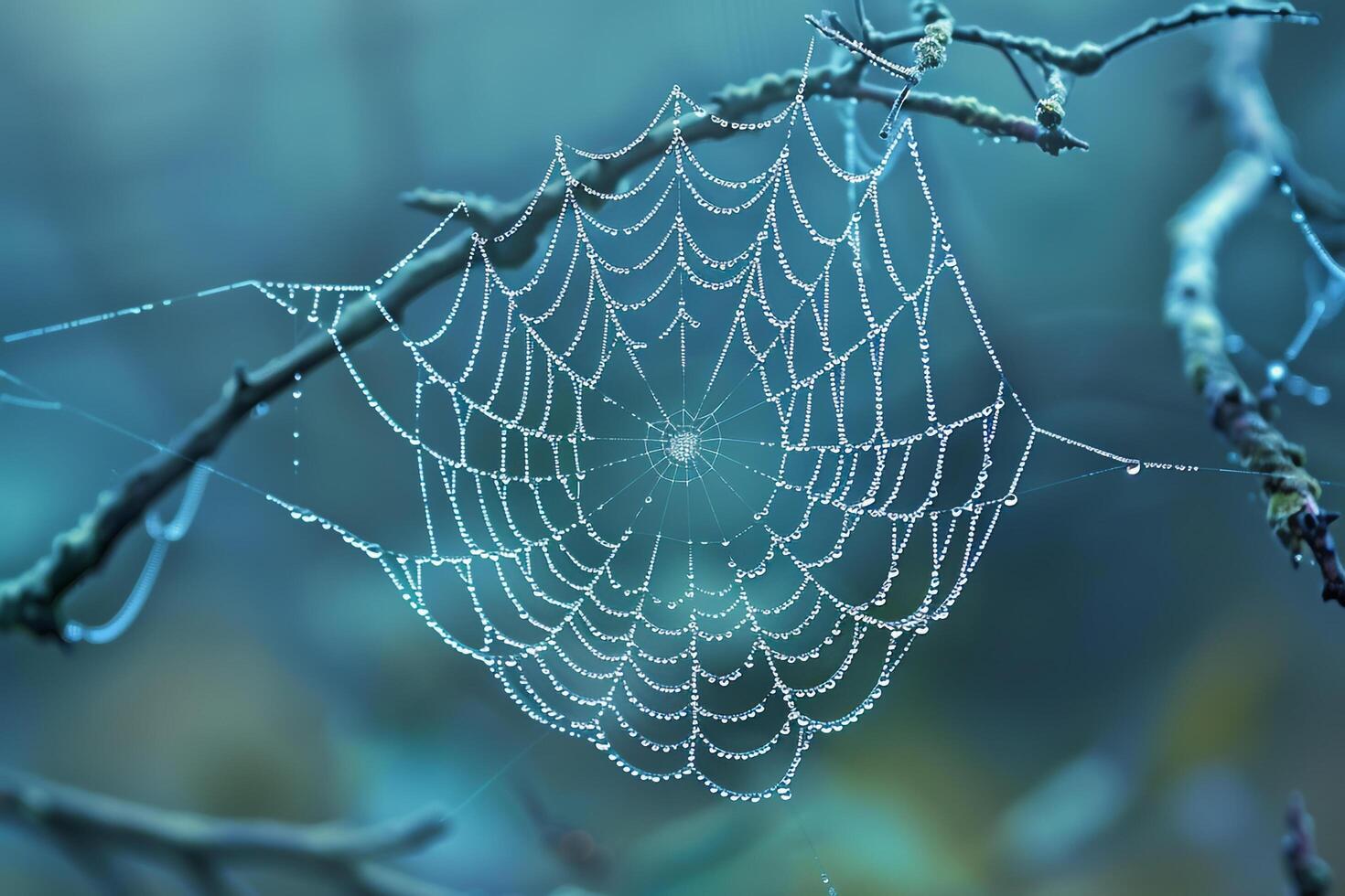 Spider web covered with dew, background photo