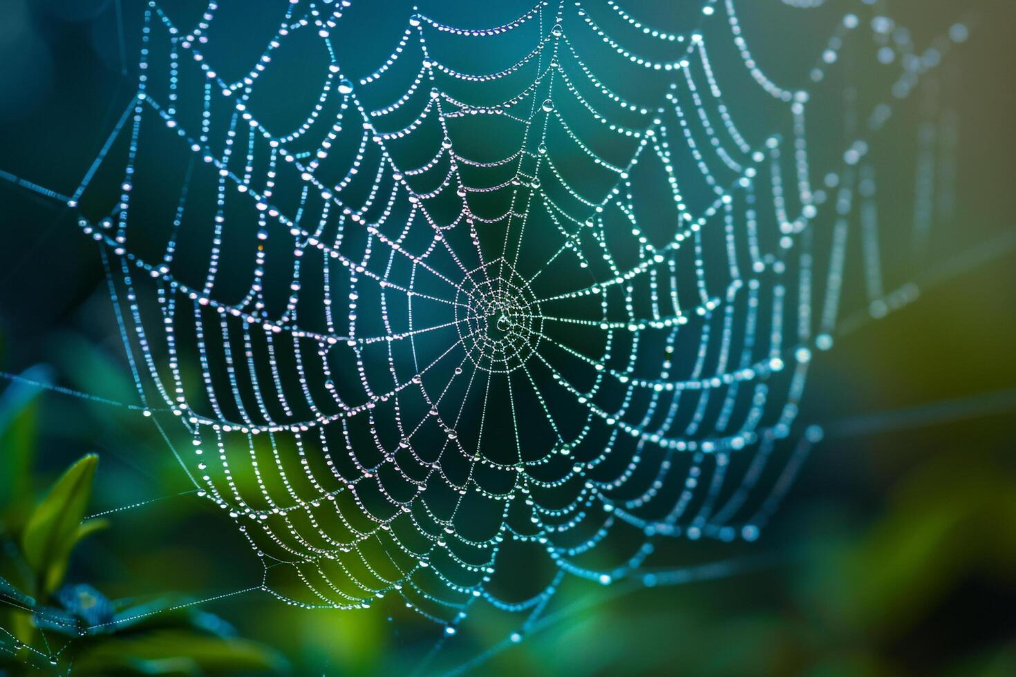 Spider web with dew on it, background photo