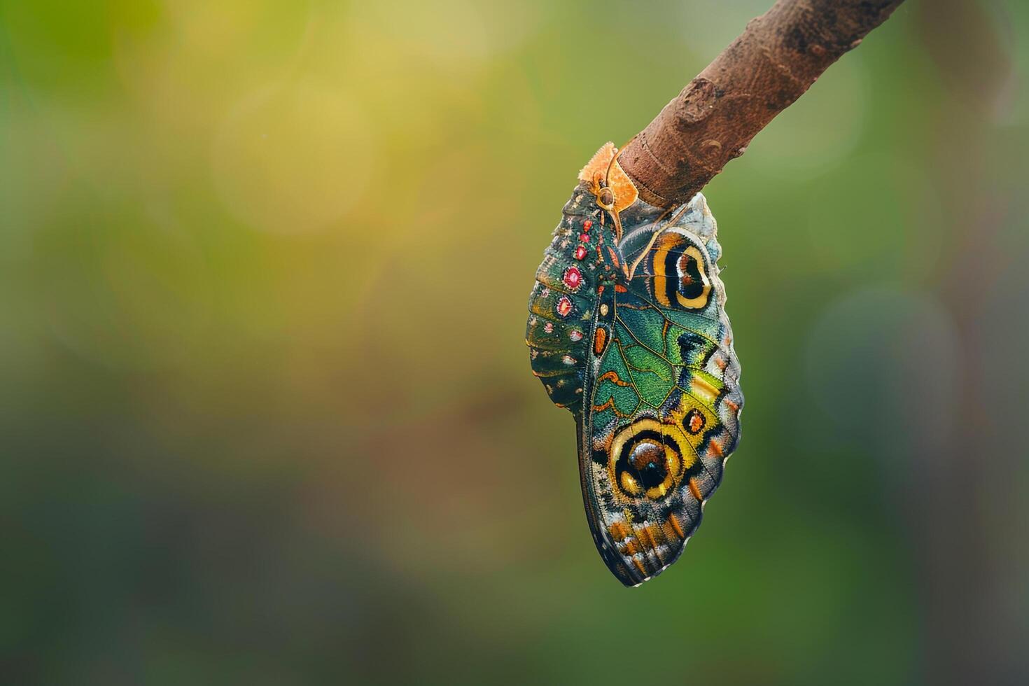 Butterfly emerging from its chrysalis, background photo