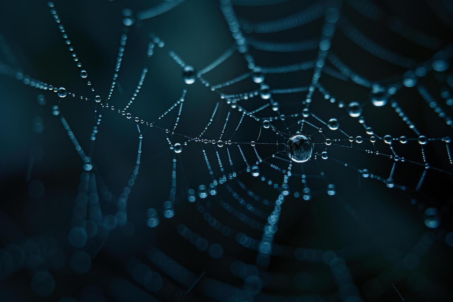 Spider web with water droplets and background photo