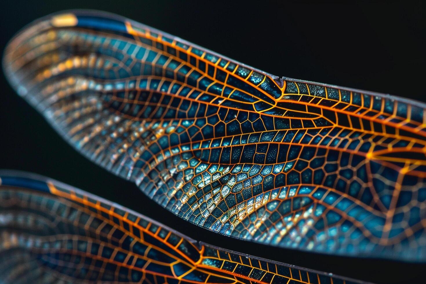 A detailed view of the wings of a dragonfly with background photo