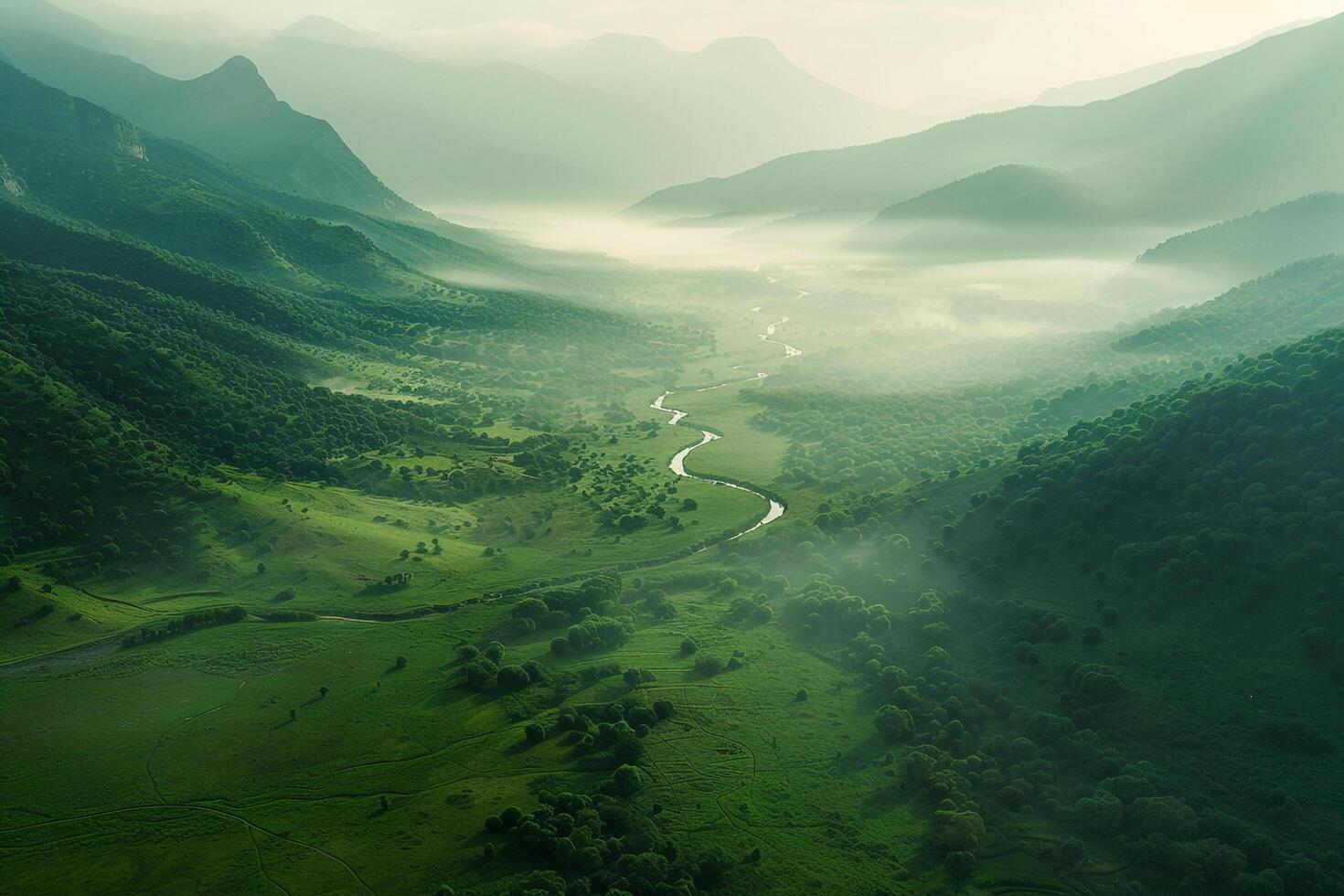 A river in a valley background photo
