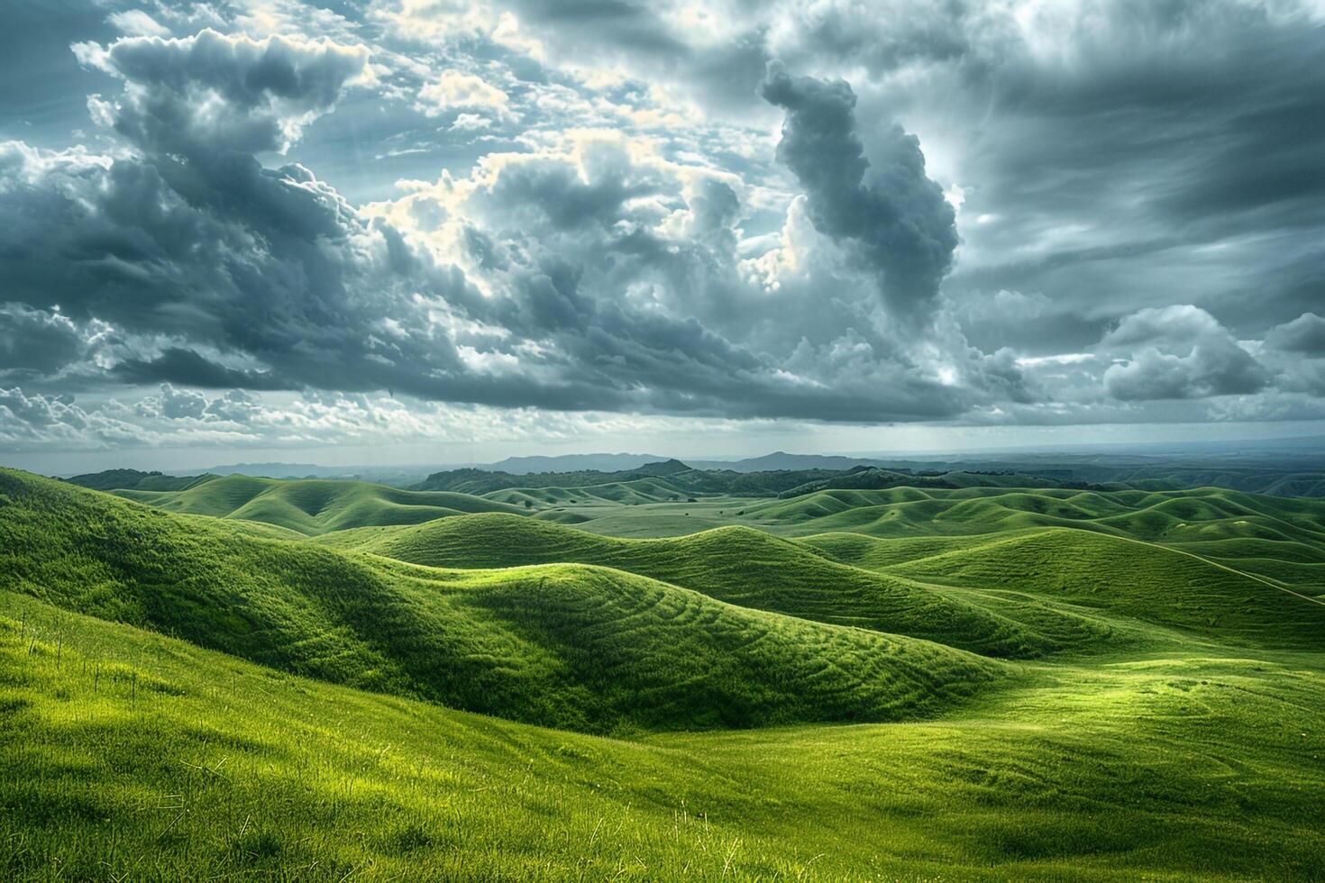 a large green field background photo