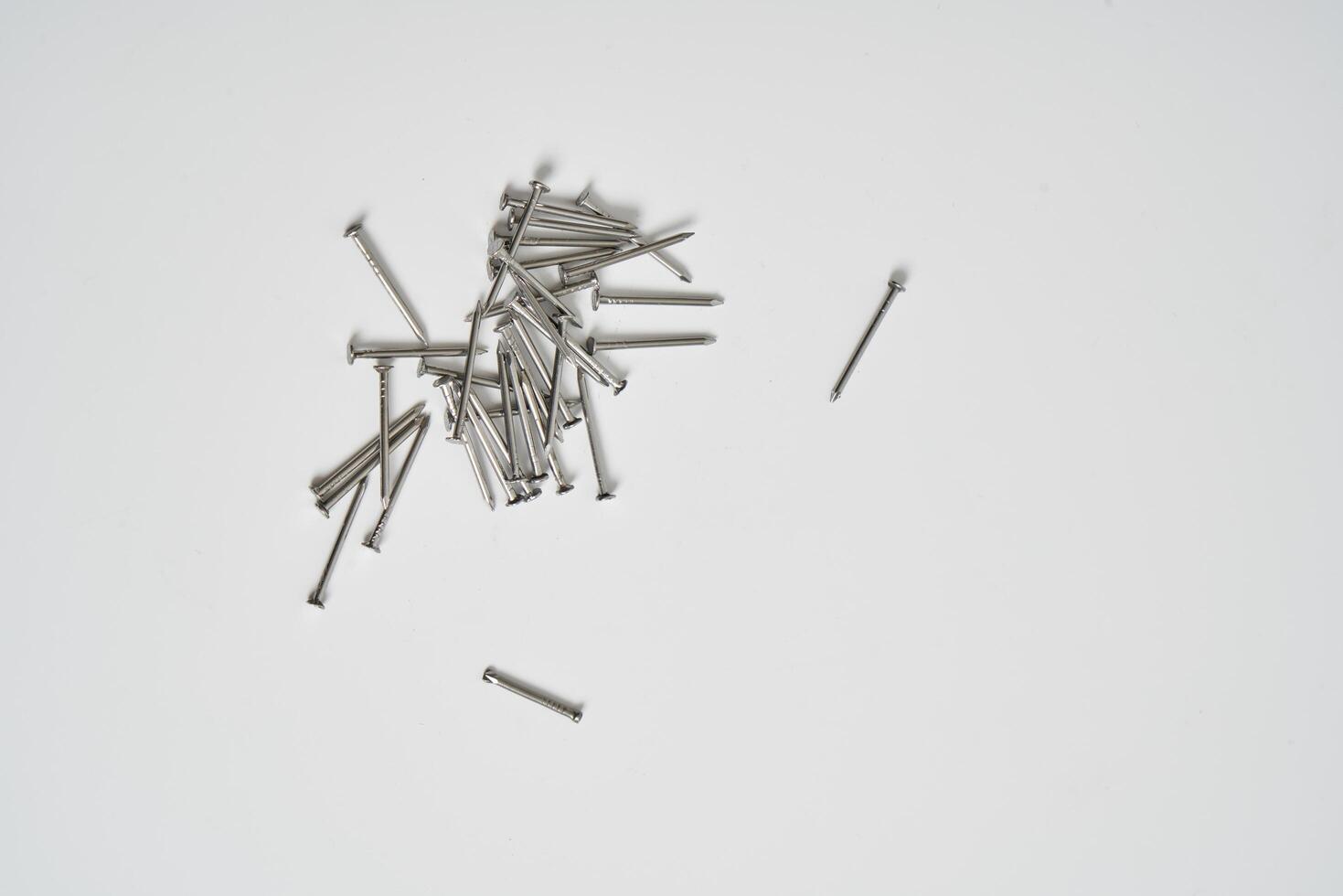Wood nails on a white background photo