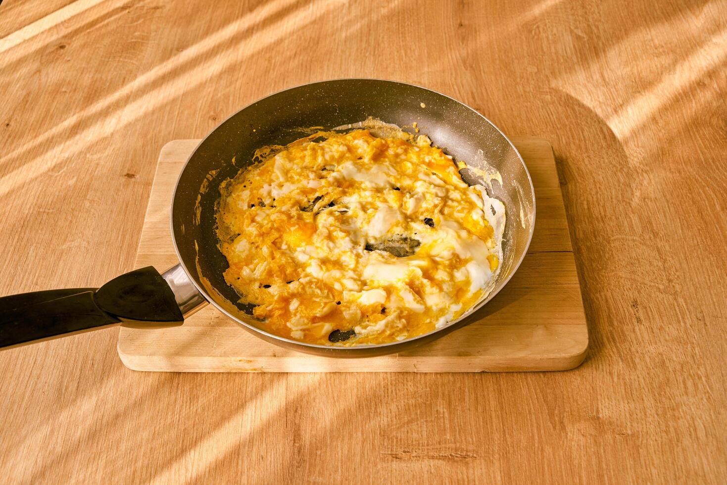 homemade omelette in a pan photo