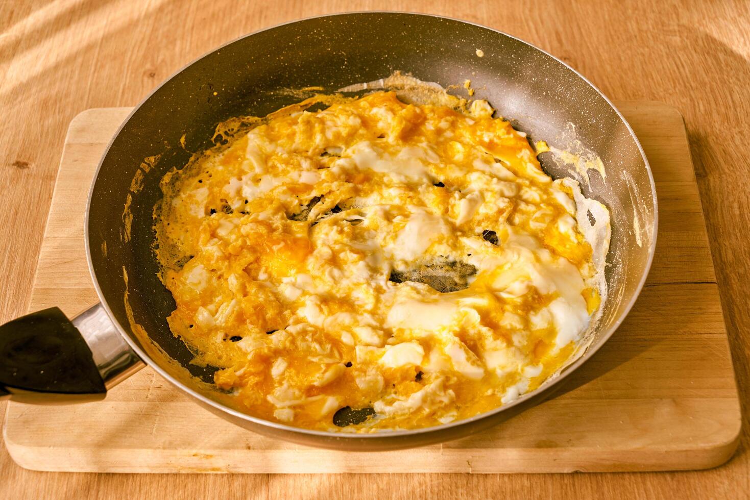 homemade omelette in a pan photo