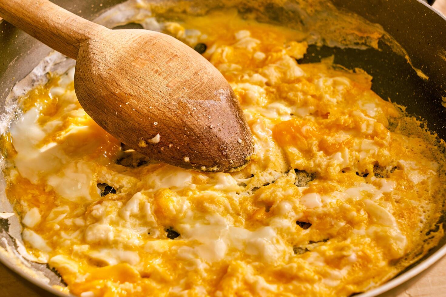 homemade omelette in a pan photo