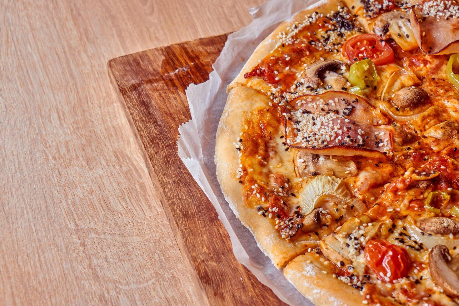 home made vegetarian pizza photo