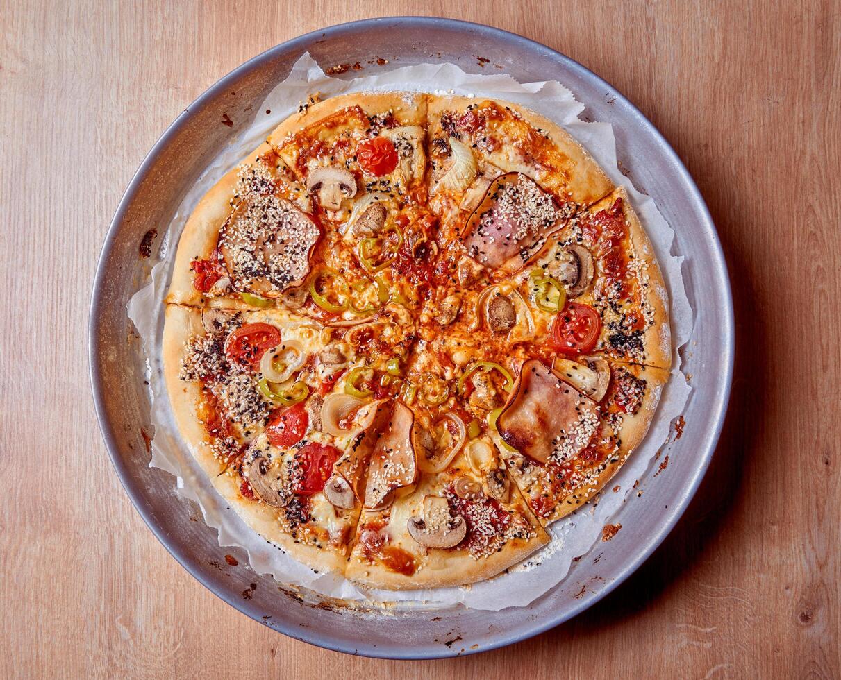 home made vegetarian pizza photo