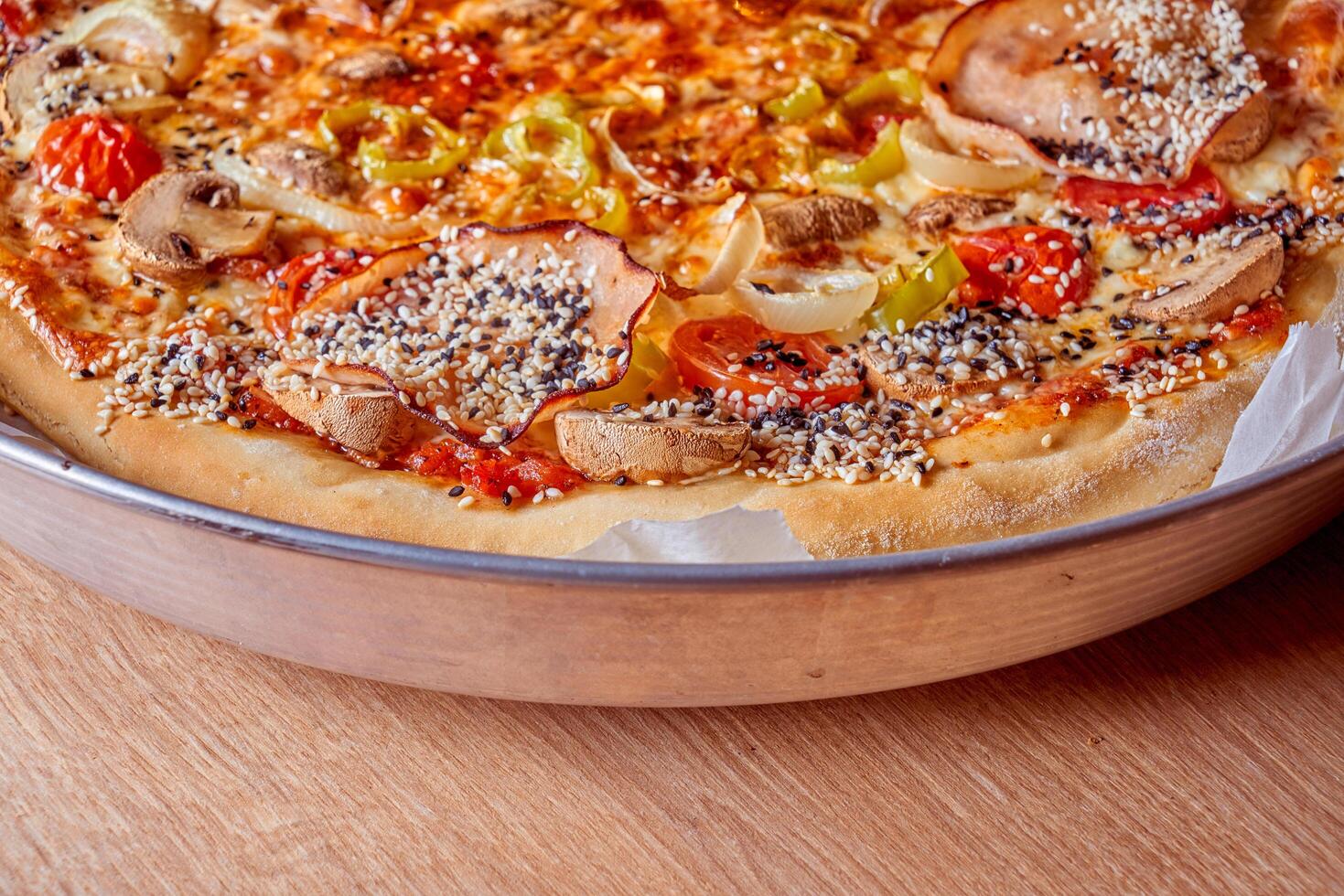 home made vegetarian pizza photo