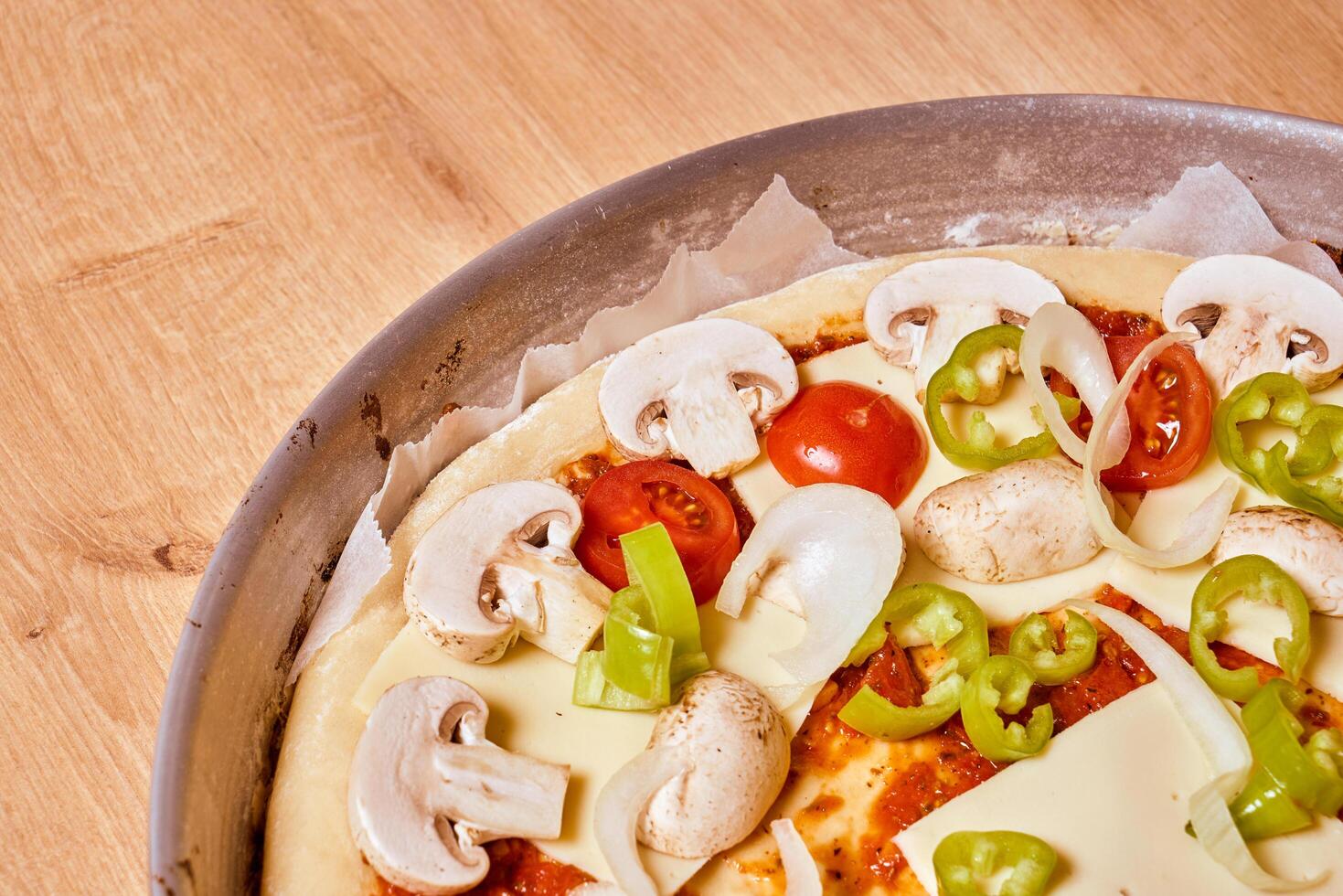 home made vegetarian pizza photo