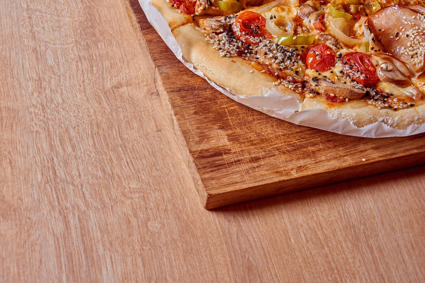 home made vegetarian pizza photo